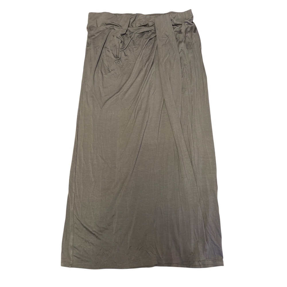 A New Day Women Gray Wrap Maxi Skirt Stretch Tie Waist Size L